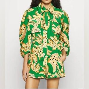 NEW NWT Farm Rio Raining bananas green banana print romper size s